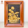 TRANH ĐỒNG HOA SEN, DÁT VÀNG (Kích thước 54cm x 38cm)