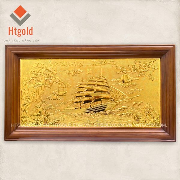 TRANH ĐỒNG THUẬN BUỒM XUÔI GIÓ DÁT VÀNG  (48cm*88cm)