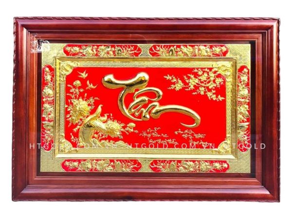 TRANH CHỮ TÂM - THƯ PHÁP - MẠ VÀNG 24K (Kích thước 88cm x 128cm)