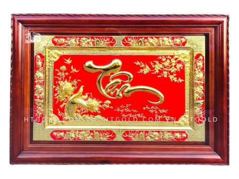 TRANH ĐỒNG CHỮ TÂM THƯ PHÁP  DÁT VÀNG (81cm*107cm)