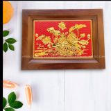 TRANH ĐỒNG HOA SEN MẠ VÀNG 24K (Kích thước 28cm x 38cm)