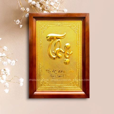 TRANH ĐỒNG CHỮ THỌ THƯ PHÁP DÁT VÀNG (68cm*48cm)