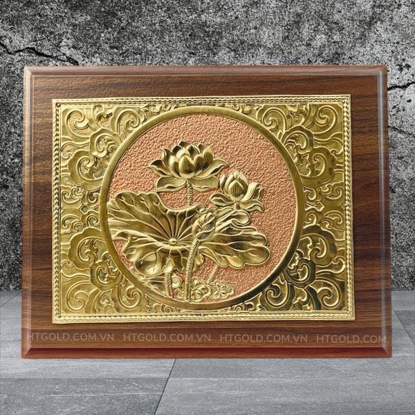 QUÀ TẶNG TRANH ĐỒNG HOA SEN <br>(Kích thước  20cm x 25cm)