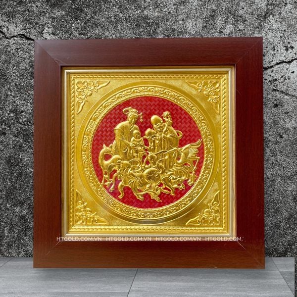TRANH ĐỒNG MỪNG THỌ ÔNG BÀ, DÁT VÀNG  <br> (Kích thước 42cm x 42cm)