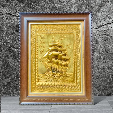 TRANH ĐỒNG THUẬN BUỒM XUÔI GIÓ, DÁT VÀNG (28cm * 34cm)...