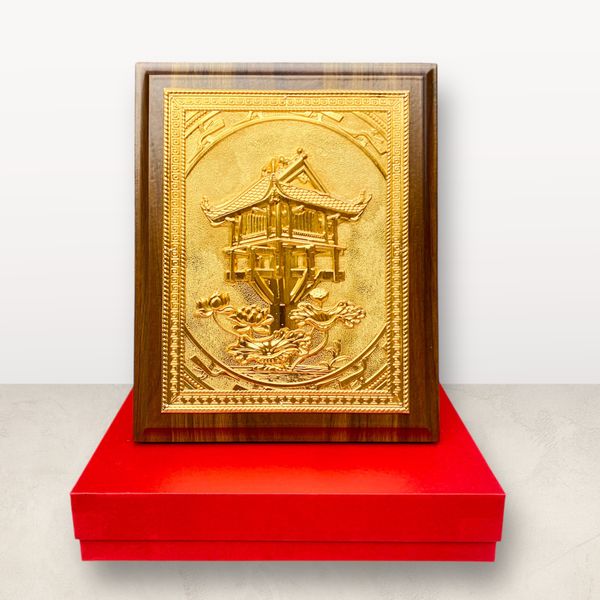 TRANH ĐỒNG CHÙA MỘT CỘT, MẠ VÀNG 24K <br>(Kích thước 20cm x 25cm)...