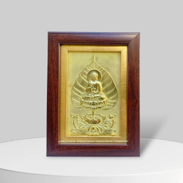 TRANH LÁ BỒ ĐỀ BẰNG ĐỒNG VÀNG (15cm x 20cm)