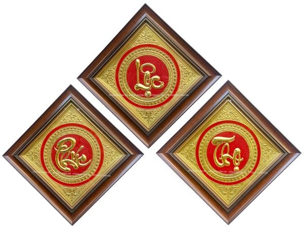 BỘ TRANH CHỮ PHÚC LỘC THỌ BẰNG ĐỒNG (40cm * 40cm)