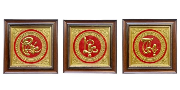 BỘ TRANH CHỮ PHÚC LỘC THỌ BẰNG ĐỒNG (40cm x 40cm)