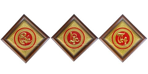 BỘ TRANH CHỮ PHÚC LỘC THỌ BẰNG ĐỒNG (40cm * 40cm)
