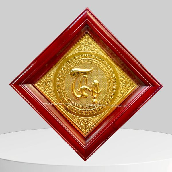 TRANH CHỮ THỌ BẰNG ĐỒNG, MẠ VÀNG 24K  (40cm x 40cm)