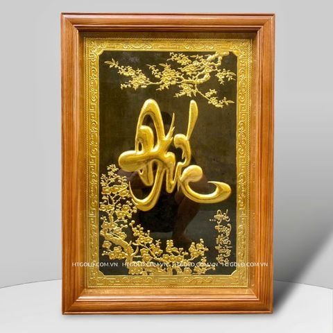 TRANH CHỮ ĐỨC BẰNG ĐỒNG DÁT VÀNG (50cm x 70cm)