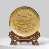 TRANH ĐĨA CÁ CHÉP HOÁ RỒNG, MẠ VÀNG 24K (Đk 25cm)