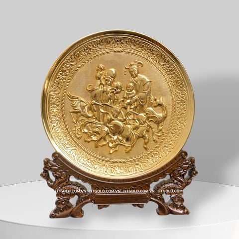 QUÀ TẶNG TRANH ĐĨA MỪNG THỌ, CHÚC THỌ MẠ VÀNG 24K (Đk 25cm)