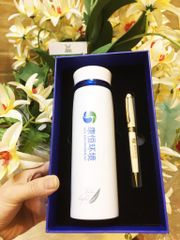 Bộ quà tặng bình nước & bút gỗ In logo SHANGHAI SUS -CN HN