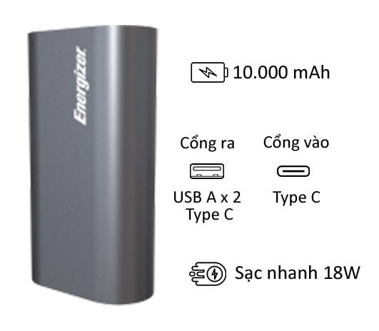 Pin sạc dự phòng Energizer 10000mAh - UE10028PQ