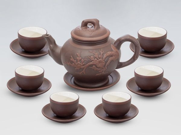 Bộ ấm chén tử sa báo xuân cao