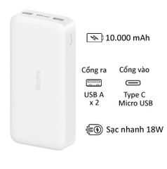 Pin sạc dự phòng Xiaomi Redmi 10000mah Input Micro USB & Type C