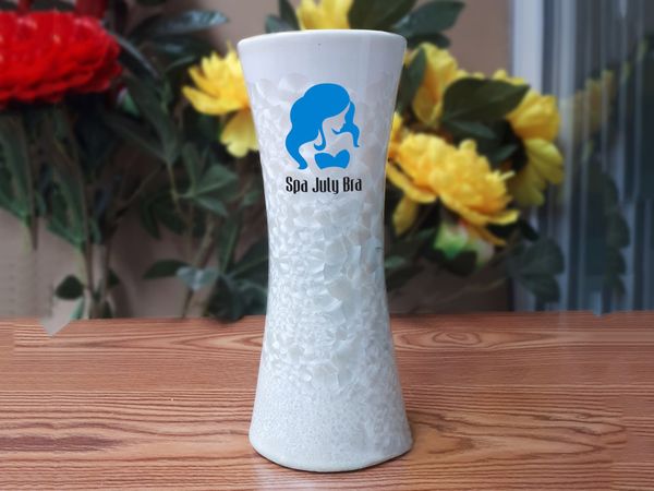 Lọ hoa men kết tinh dáng ống ly S1