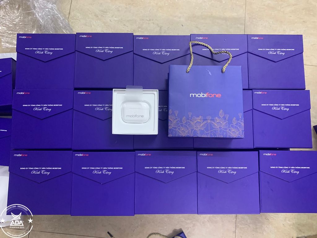 Bộ quà tặng tai nghe Bluetooth - In logo Mobiphone