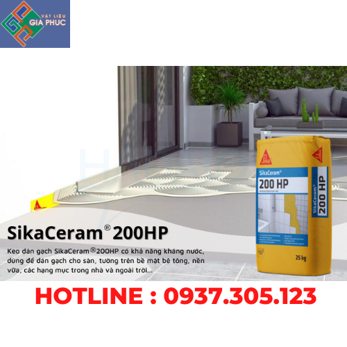 KEO DÁN GẠCH SIKACERAM 200HP 25KG XÁM (NGOẠI THẤT, KHỔ GẠCH LÊN ĐẾN 120)