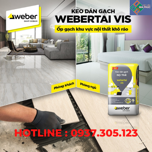 KEO DÁN GẠCH WEBER NỘI THẤT TAI VIS 25KG ( NỘI THẤT, KHỔ GẠCH 60*60)