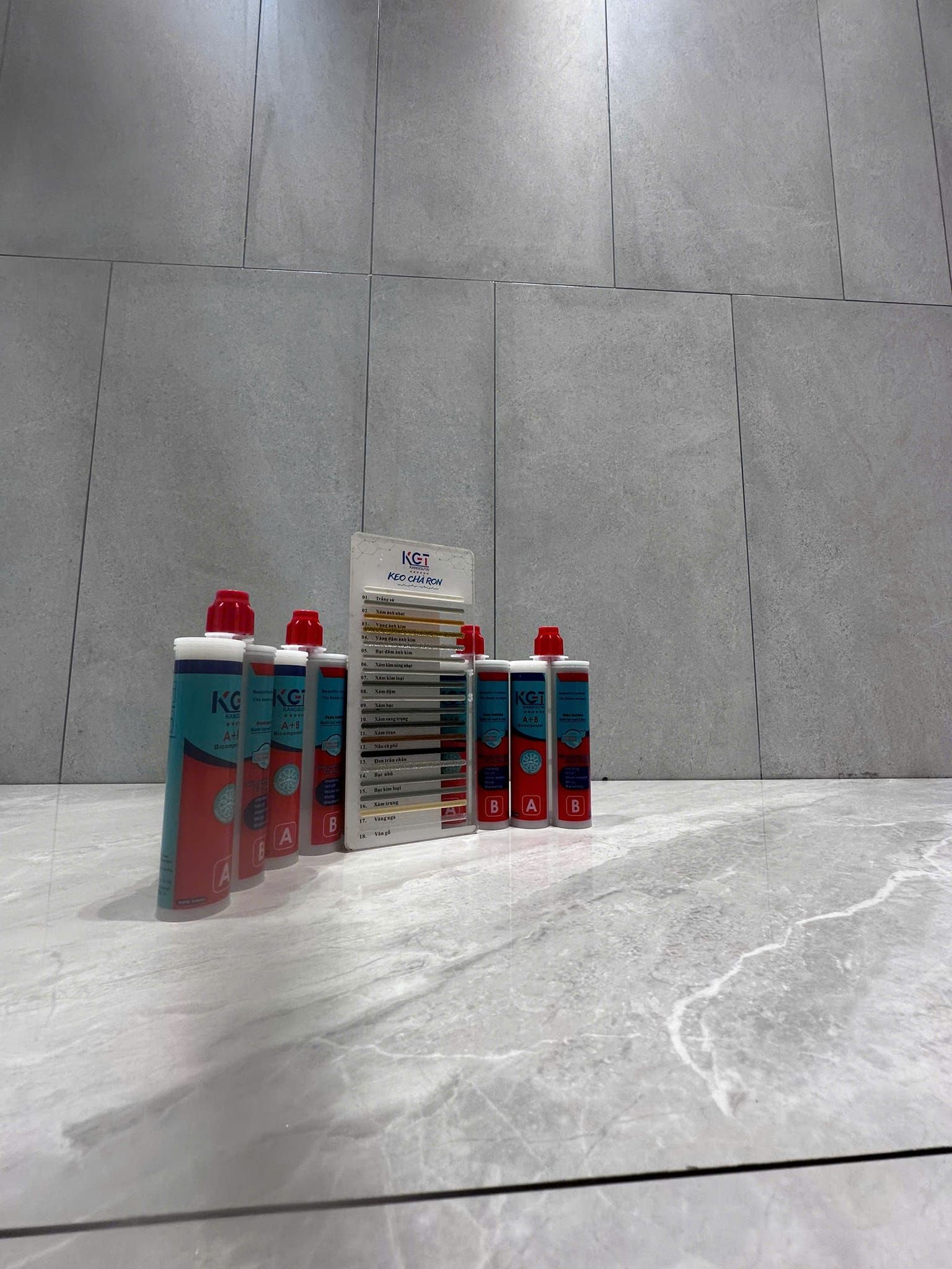  KEO CHÀ RON KGT 2 THÀNH PHẦN I KEO CHÀ RON KGT GỐC EPOXY ( KEO CHÀ RON CHỐNG THẤM, CHỐNG Ố, CHỐNG PHAI MÀU ) 