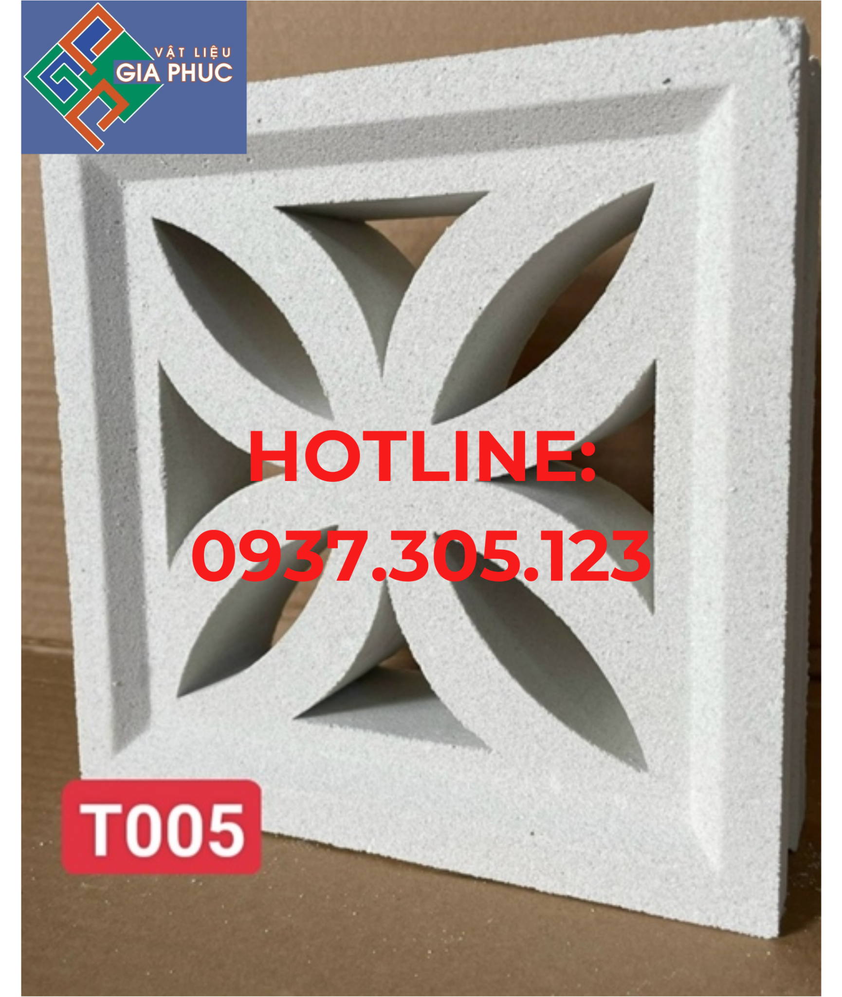  GẠCH BÔNG GIÓ T005 TRẮNG (VIÊN) 