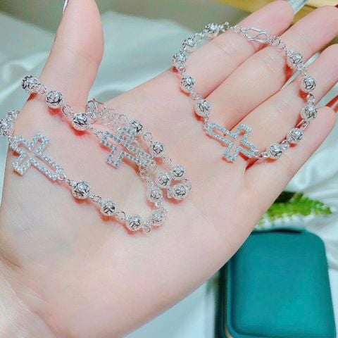  Lắc Tay Mân Côi Bạc S925 Chạm Hoa Văn – Vẻ Đẹp Thanh Cao & Lòng Cậy Trông 