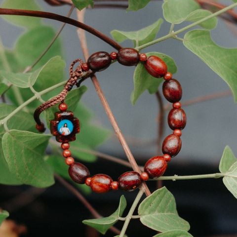  Chuỗi Mân Côi Gỗ Cẩm Lai Hạt Ô Van 