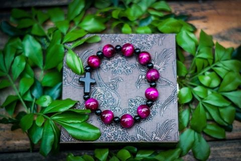  Chuỗi Mân Côi Đá Thạch Anh Mắt Hổ Hồng 