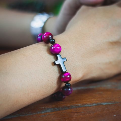  Chuỗi Mân Côi Đá Thạch Anh Mắt Hổ Hồng 