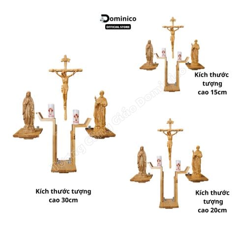  Bộ Tượng Công Giáo 3 Đấng Gỗ Tự Nhiên Hàng Kĩ Sắc Nét 15cm, 20cm, 30cm 