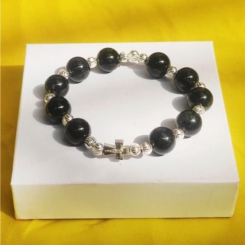  Chuỗi Mân Côi Đá Thạch Anh Tóc Đen Mix Bạc Ta 