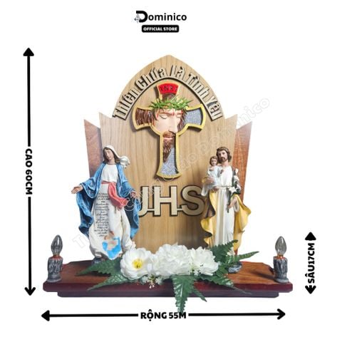  Bộ bàn Thờ Công Giáo Cổ Điển Tuyệt Đẹp Đầy Đủ Hoa + Tượng + Đèn 
