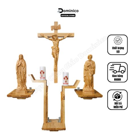  Bộ Tượng Công Giáo Gỗ Tự Nhiên Bền Đẹp Nhiều Kích Thước Lựa Chọn 