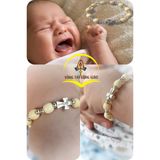  Chuỗi Mân Côi Gỗ Dâu Tằm mix Bạc Cho Bé 