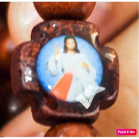  Charm Thánh giá xâu chuỗi mân côi gỗ có hình 1cm 