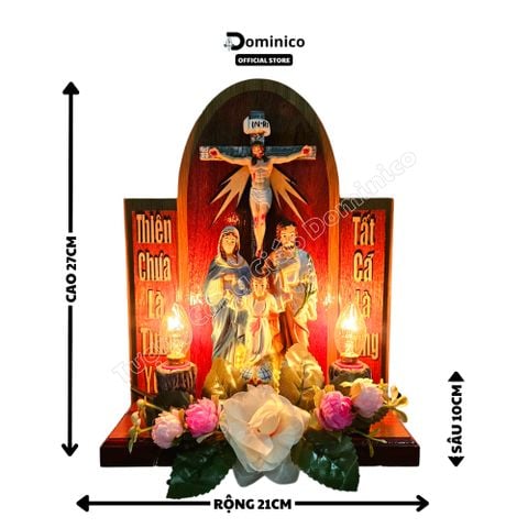  Bàn Thờ Công Giáo Tuyệt Đẹp Kích Thước Nhỏ Đầy Đủ Phụ Kiện Hoa + Đèn 