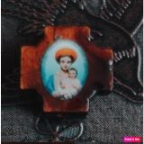  Charm Thánh giá xâu chuỗi mân côi gỗ có hình 1.5cm 