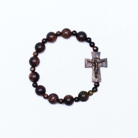  Chuỗi Mân Côi Gỗ Trầm Hương Sánh Chìm Hạt Tròn 01 