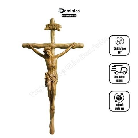  Tượng Gỗ Công Giáo Chúa Giêsu Chịu Nạn Gỗ Tự Nhiên Hàng Kĩ Sắc Nét (Kèm Thánh Giá) Nhiều Kích Cỡ 