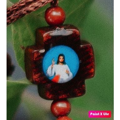  Charm Thánh giá xâu chuỗi mân côi gỗ có hình 1cm 