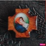  Charm Thánh giá xâu chuỗi mân côi gỗ có hình 1.5cm 