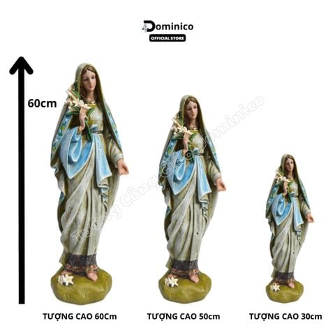  Tượng Công Giáo Đức Mẹ Hoa Huệ Cổ Điển Chất Liệu Composite Cao Cấp Kích Thước Từ 20cm Trở Lên 