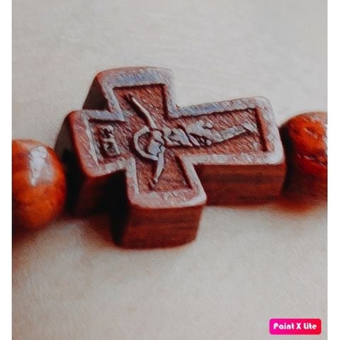  Charm thánh Giá xâu chuỗi mân côi gỗ CNC chịu nạn 