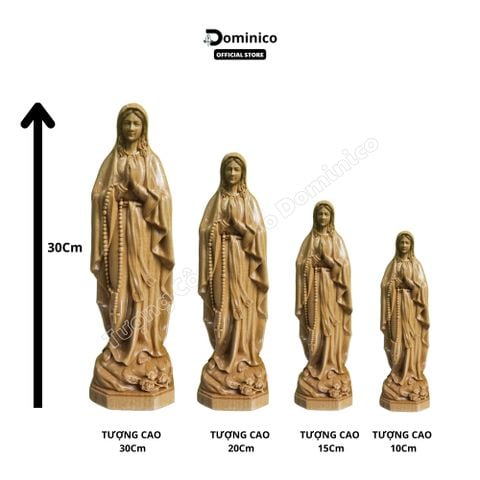  Tượng Công Giáo Đức Mẹ Lộ Đức Gỗ Tự Nhiên Hàng Kỹ Sắc Nét Nhiều Kích Thước 