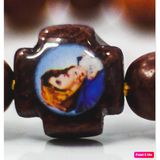 Charm Thánh giá xâu chuỗi mân côi gỗ có hình 1cm 