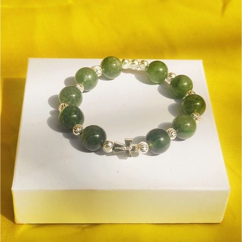  Chuỗi Mân Côi Đá Thạch Anh Tóc Xanh Mix Bạc Ta 