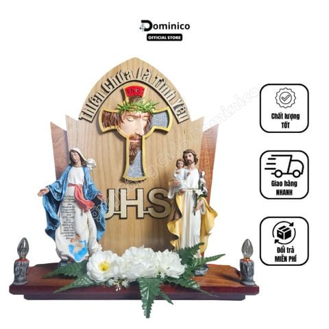  Bộ bàn Thờ Công Giáo Cổ Điển Tuyệt Đẹp Đầy Đủ Hoa + Tượng + Đèn 